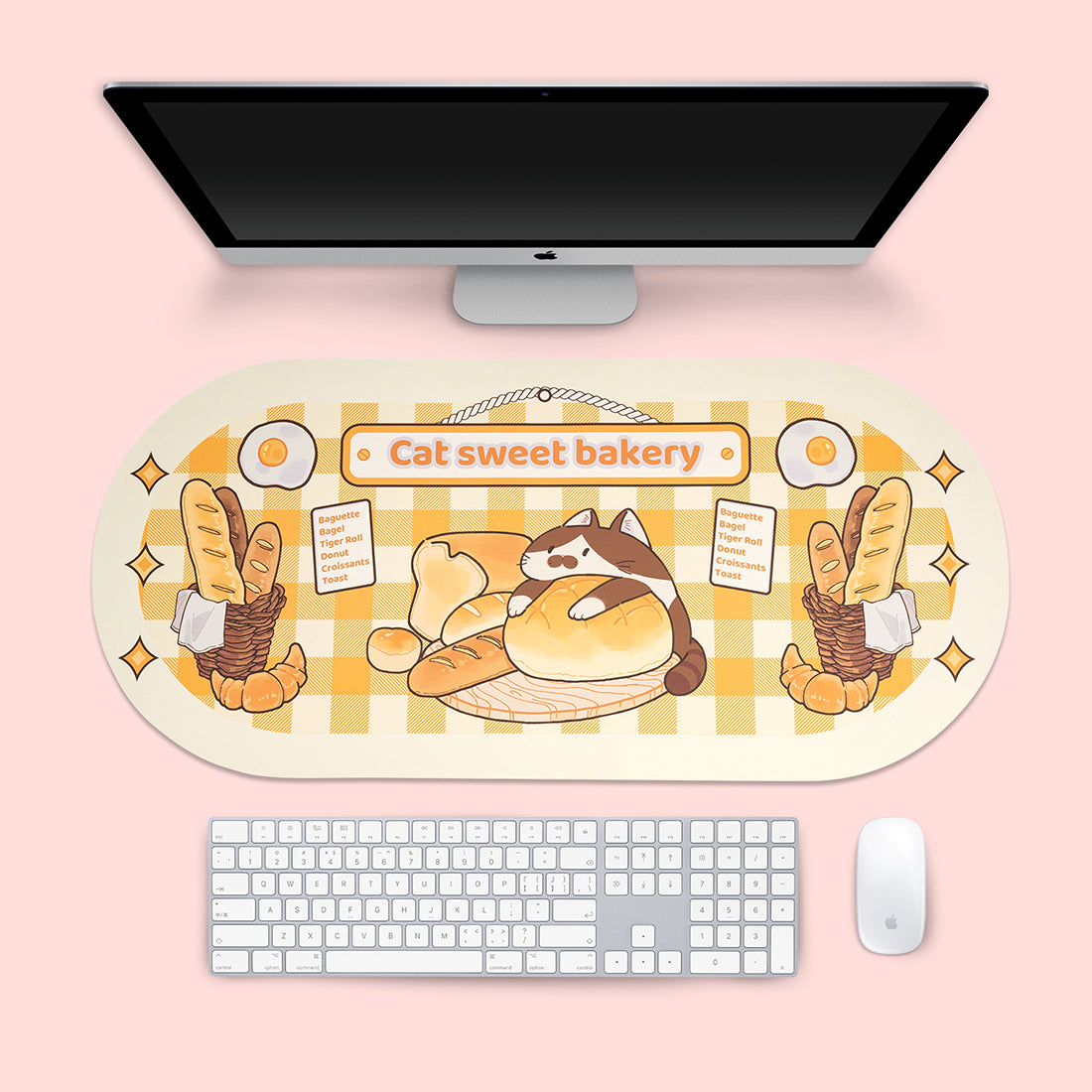 Cute Cartoon Cat Mouse Pad And Keyboard Wrist Rest