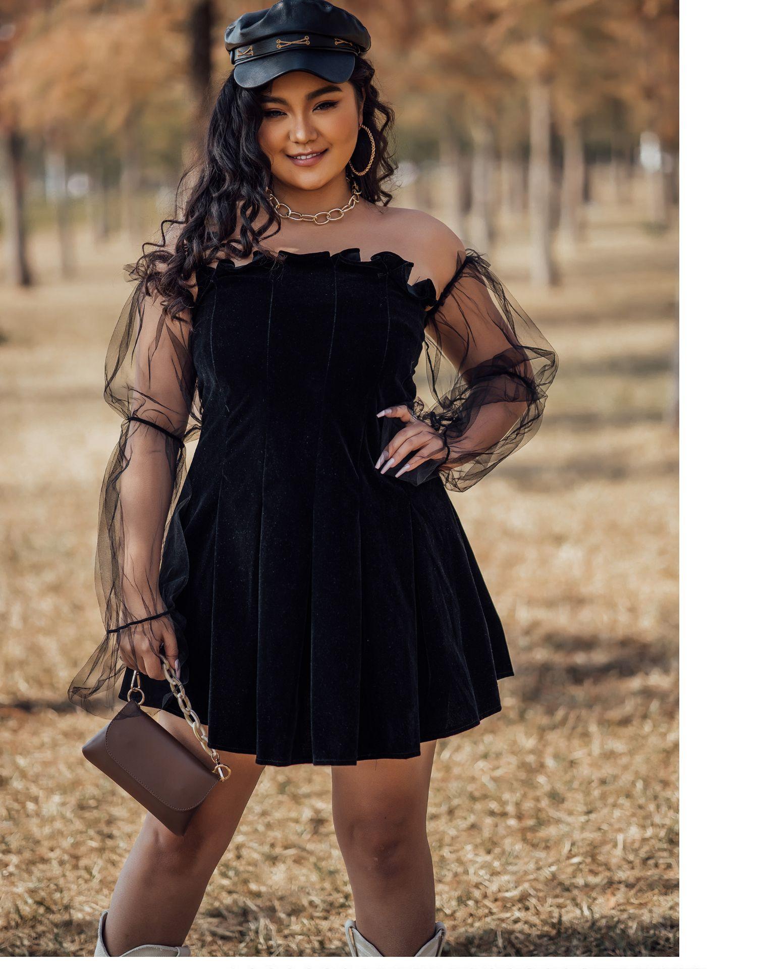 Sexy Off Shoulder Lantern Sleeve Mini Dress