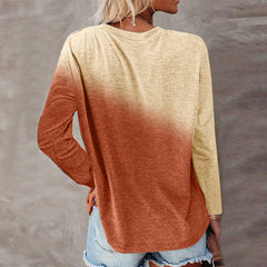 Round Neck Casual Tie-dye Printing Long Sleeve T-shirt
