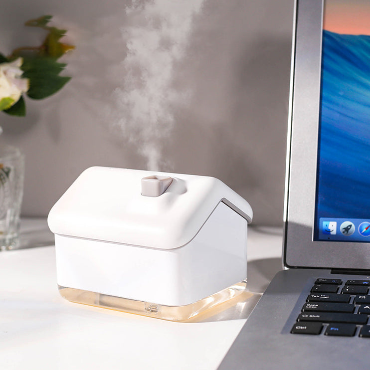 Kawaii Mini House Air Humidifier with Warm Light