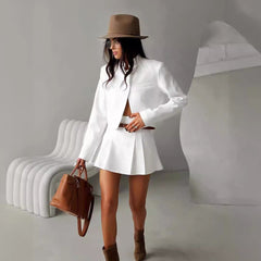 Niche Elegant Small Suit Jacket Pleated Skirt Short Skirt Set High-End Two-Piece Suit