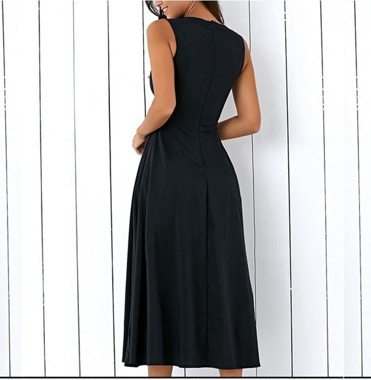 Plus Size Black A-line Party Sleeveless Pockets Dress