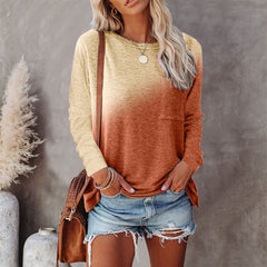 Round Neck Casual Tie-dye Printing Long Sleeve T-shirt