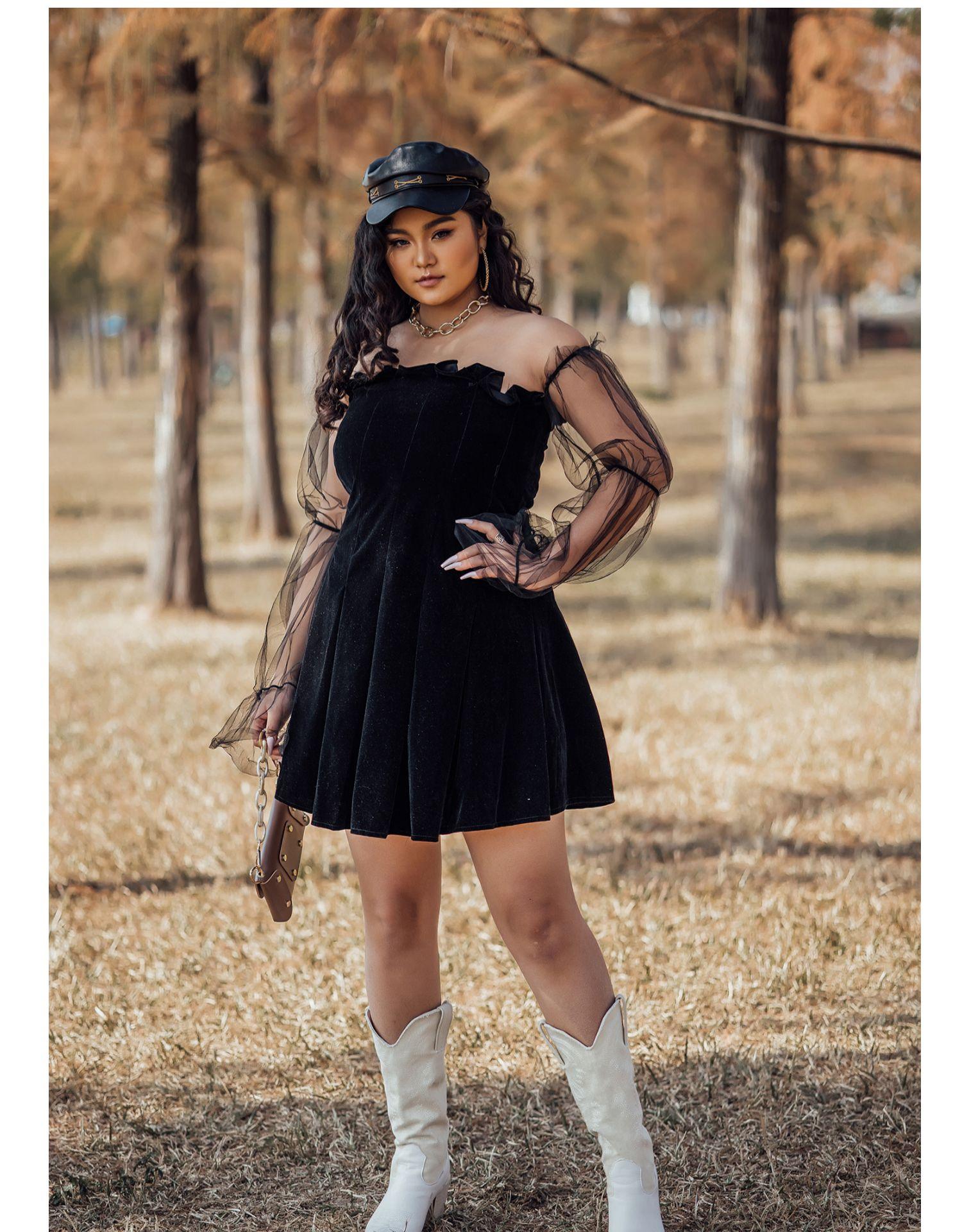 Sexy Off Shoulder Lantern Sleeve Mini Dress