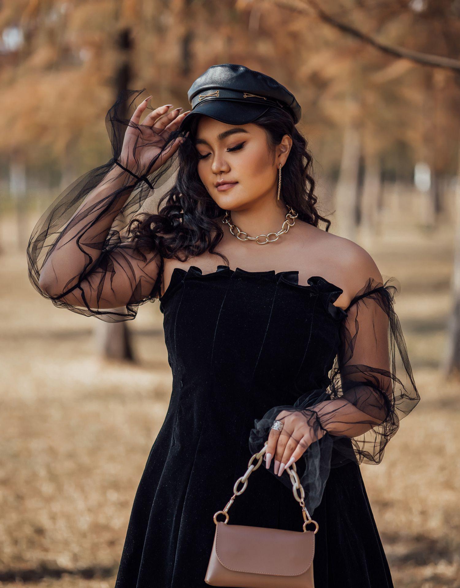 Sexy Off Shoulder Lantern Sleeve Mini Dress