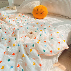 Colorful Love Heart Cotton Summer Blanket