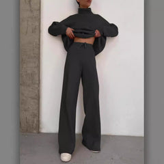 Spring Autumn AliExpress New Knitted Solid Color Loose Casual Two-Piece Set Suit