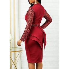 Clearance Plus Size Peplum Sequin Detail Dress