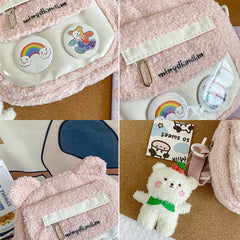 Bear Pattern Furry Crossbody Bag