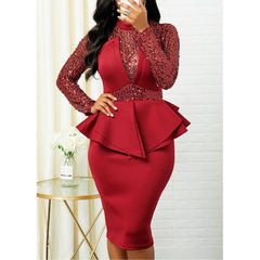 Clearance Plus Size Peplum Sequin Detail Dress