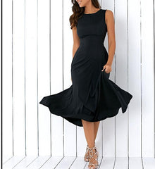 Plus Size Black A-line Party Sleeveless Pockets Dress