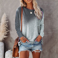 Round Neck Casual Tie-dye Printing Long Sleeve T-shirt