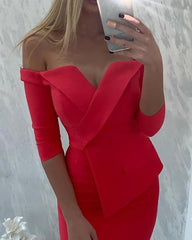 Off Shoulder Fake Two Piece Blazer Dress Women