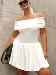 Off Shoulder Knit Summer Strapless Pink Draped Wedding Party Mini Dress