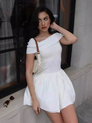 Off Shoulder Knit Summer Strapless Pink Draped Wedding Party Mini Dress