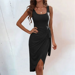 One Shoulder Cocktail Ladies Ruffle Wrap Ruched Bodycon Formal Wedding Guest Female Robe Midi Dress