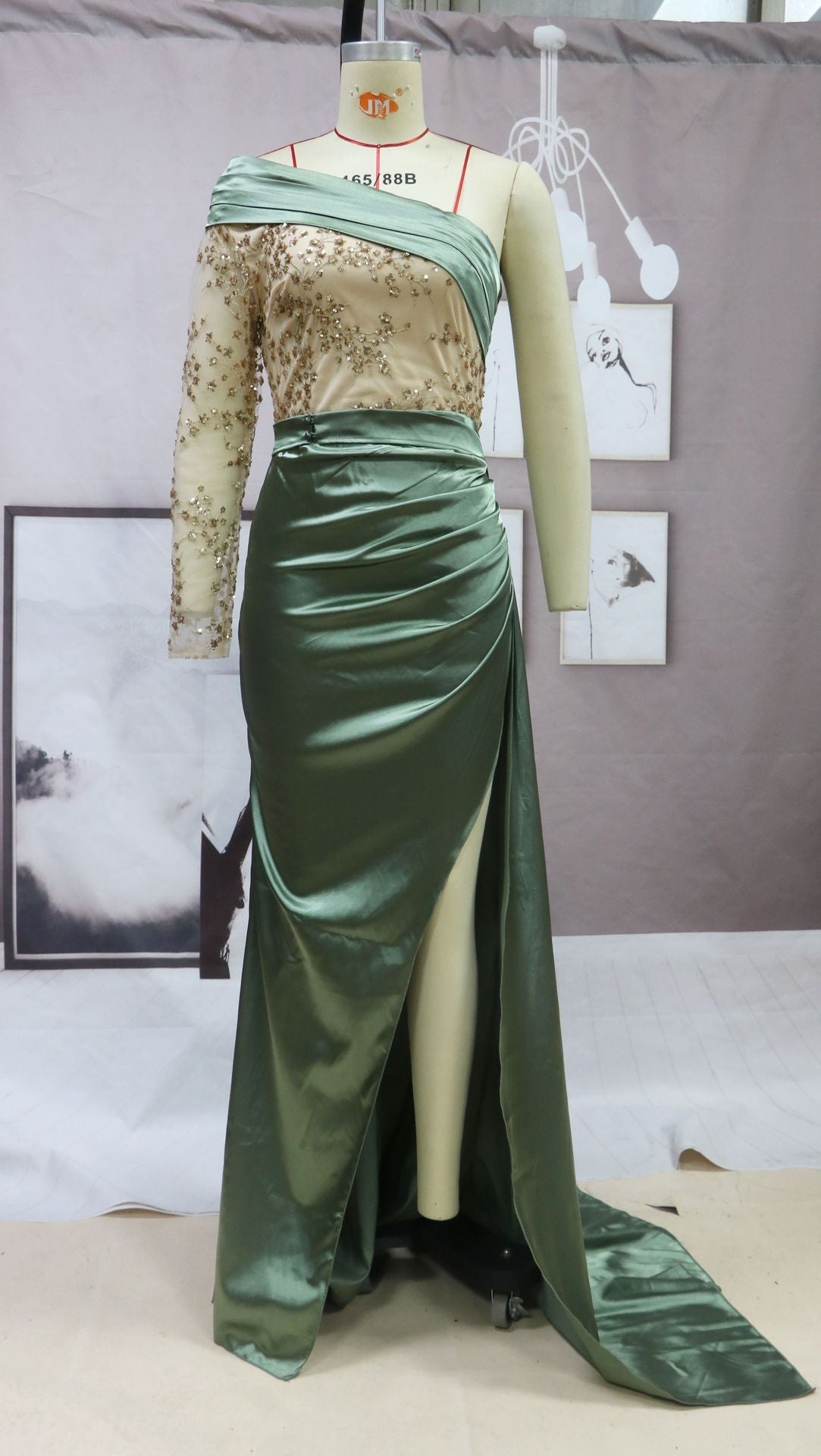 One-shoulder Sequin splicing Cocktail Dresses