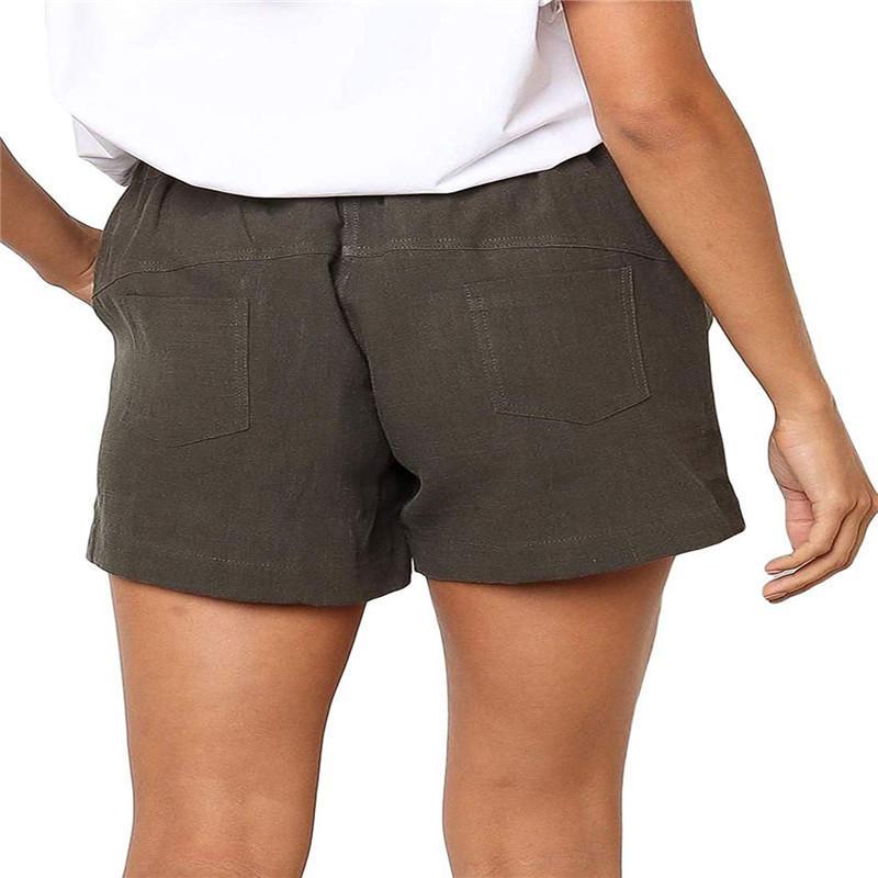WomenLinen Casual Drawstring Elastic Waist Pocket Shorts