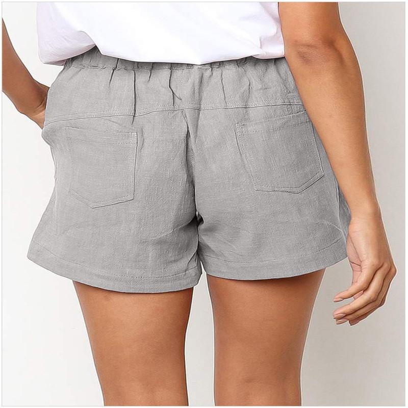 WomenLinen Casual Drawstring Elastic Waist Pocket Shorts