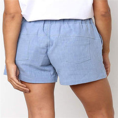 WomenLinen Casual Drawstring Elastic Waist Pocket Shorts