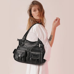 PU Leather Large Designer Tote Messenger Crossbody Shoulder Bag