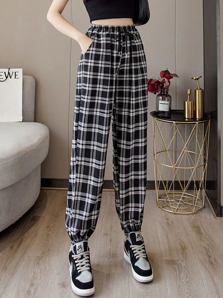 Ankle Length Summer Elastic Waist Soft High Quality Cotton Linen Trouser