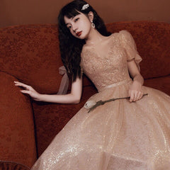 Pearls Beading Tulle Party Dresses