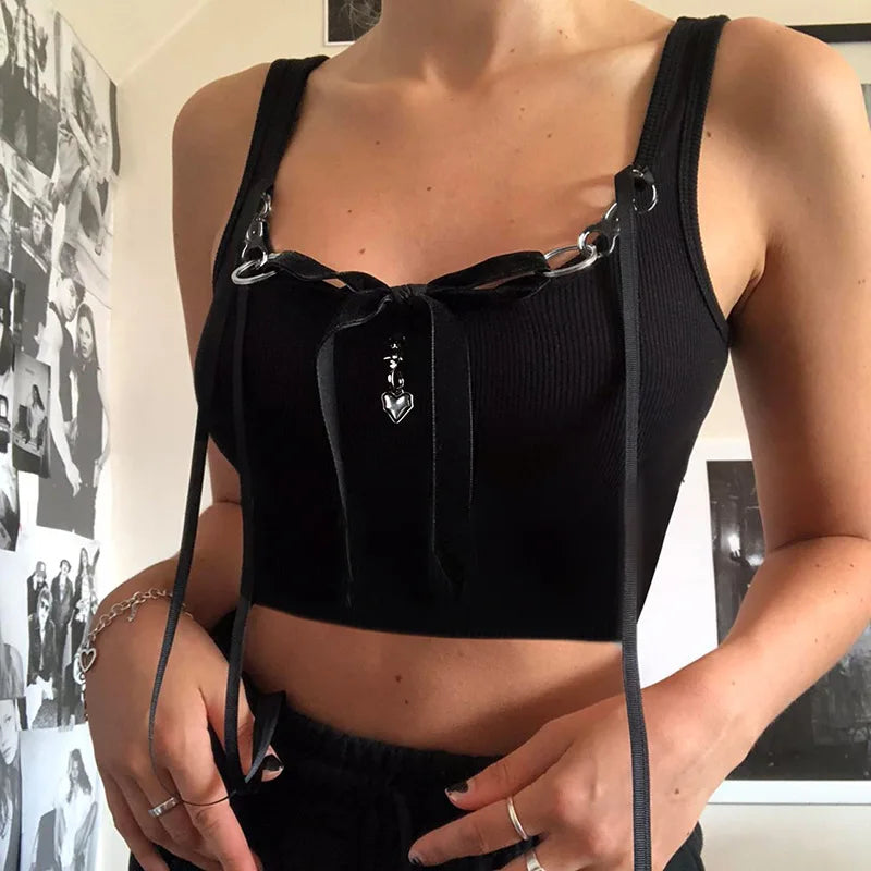 Fashion Personalized Metal Decoration Spicy Girl Crop Top