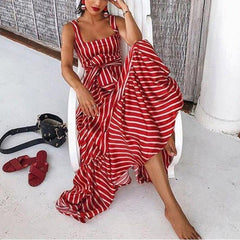 Plus size bohemian maxi dress square collar sashes pleated dress