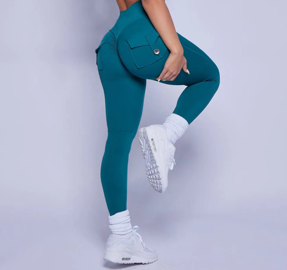 Pockets Yoga Pants High Waist Workout Fitness Running Tights Female Push Up Sports Leggings