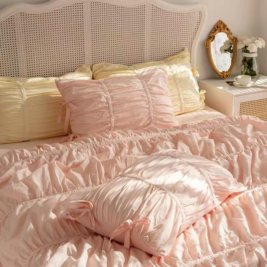 Princess Ruched Bedding Set - White