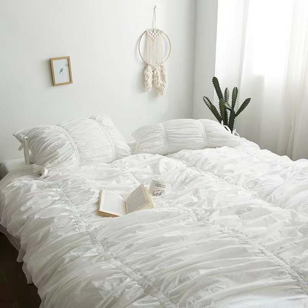 Princess Ruched Bedding Set - White