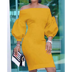 Puff sleeve off shoulder bodycon dress