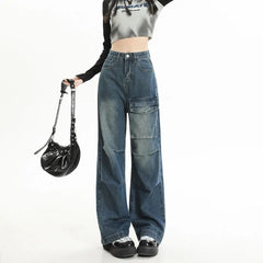 Punk Streetwear Pockets High Waist Wide Leg Jeans