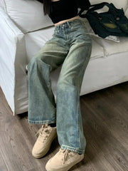 Vintage 90s Waist Distressed Baggy Wide Leg Jeans