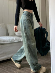 Vintage 90s Waist Distressed Baggy Wide Leg Jeans