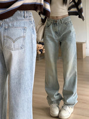 Vintage 90s High Waist Blue Straight Jeans