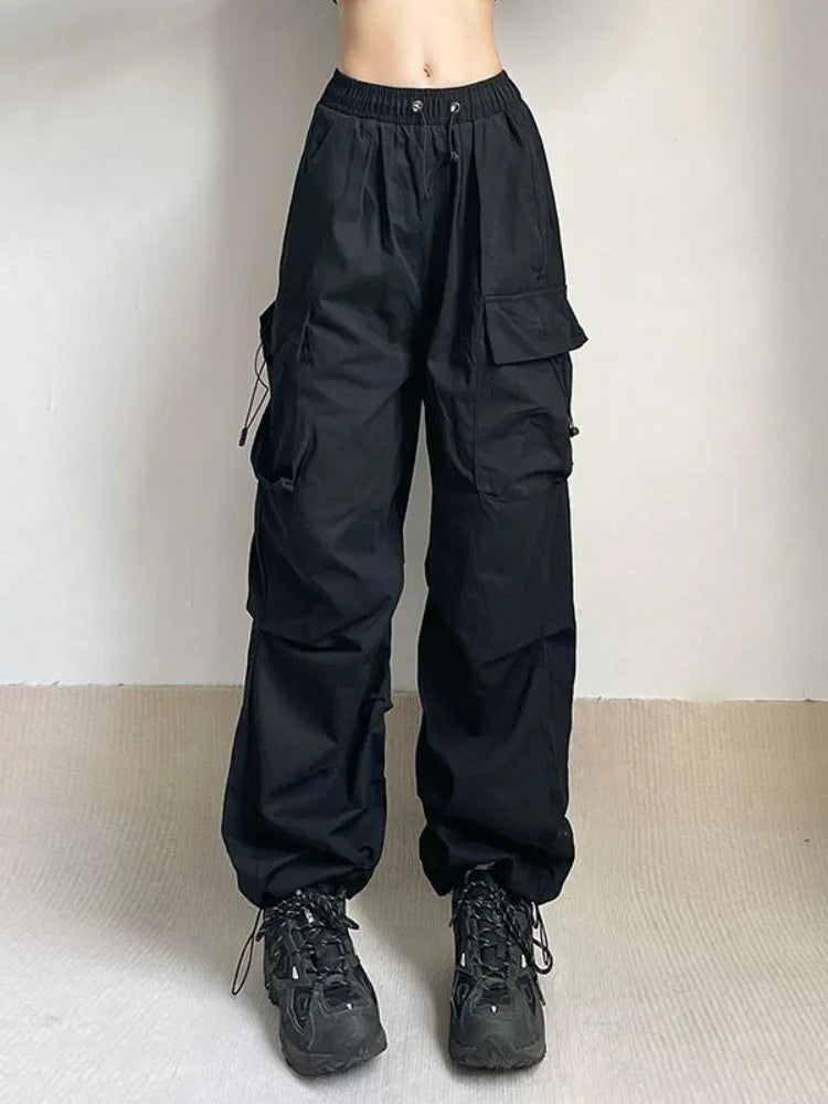 Hip Hop High Waist Vintage Wide Leg Streetwear Elastic Pants