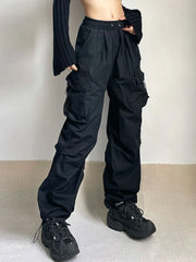 Hip Hop High Waist Vintage Wide Leg Streetwear Elastic Pants