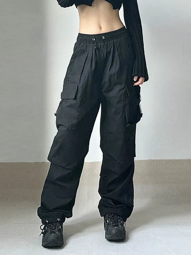 Hip Hop High Waist Vintage Wide Leg Streetwear Elastic Pants
