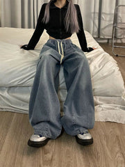 High Waist Elastic Oversized Denim Jeans