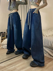 High Waist Elastic Oversized Denim Jeans