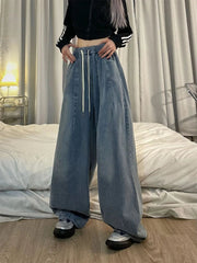High Waist Elastic Oversized Denim Jeans