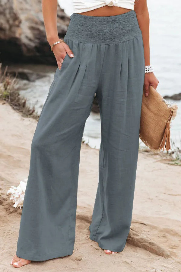 Autumn Winter New Quick Sell Cotton Hemp High Waist Pull Elastic Waist WomenCasual Pants