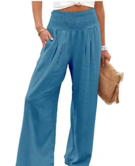 Autumn Winter New Quick Sell Cotton Hemp High Waist Pull Elastic Waist WomenCasual Pants