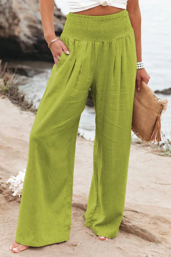 Autumn Winter New Quick Sell Cotton Hemp High Waist Pull Elastic Waist WomenCasual Pants