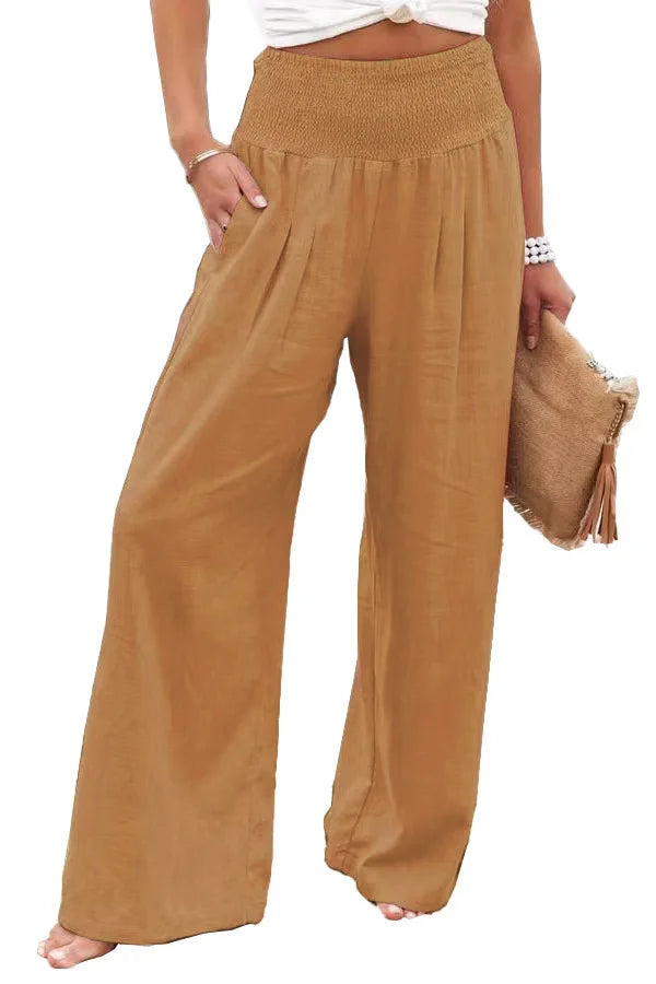 Autumn Winter New Quick Sell Cotton Hemp High Waist Pull Elastic Waist WomenCasual Pants