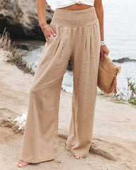 Autumn Winter New Quick Sell Cotton Hemp High Waist Pull Elastic Waist WomenCasual Pants