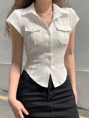Button Pockets Collar Pockets Shirt