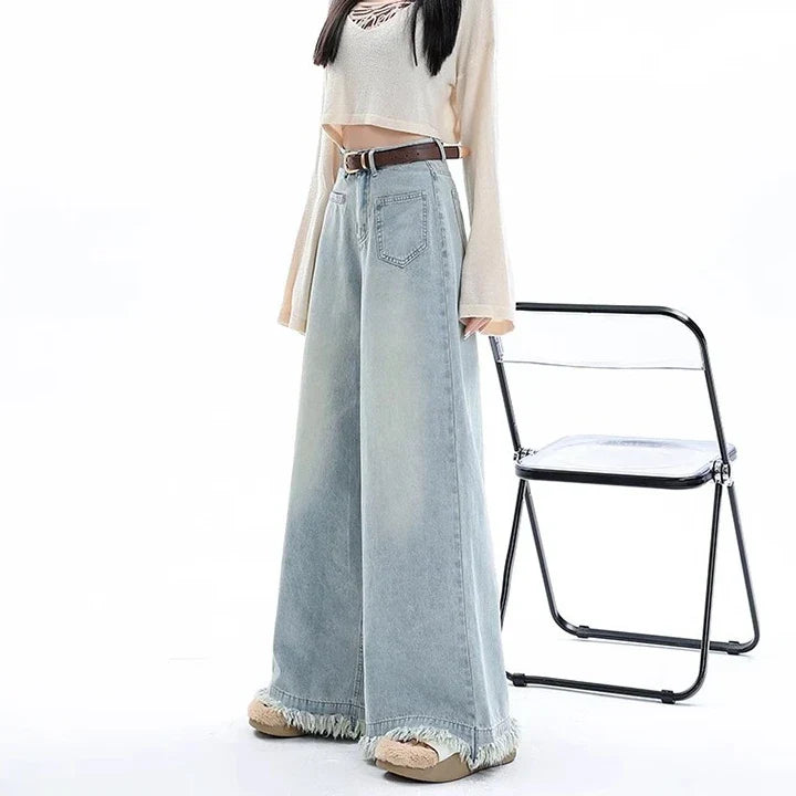 New Design Waist Loose Draped Drag Floor Skirts Jeans